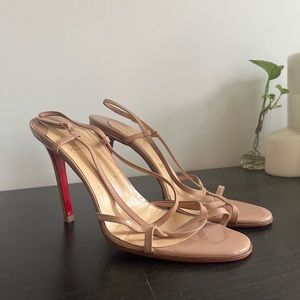 Christian Louboutin Mimini 100mm Asymmetric Strappy Sandal Nude